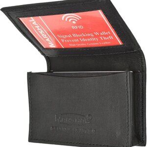 RFID Blocking Mens Leather Expandable Business Card Case Wallet